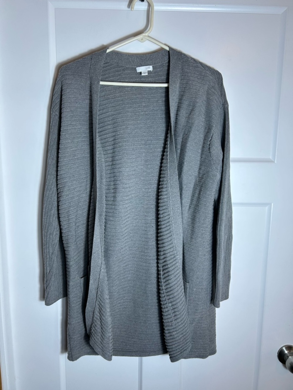 J Jill Women’s Size Media Ribbed Open Front Cardigan Gray 4690